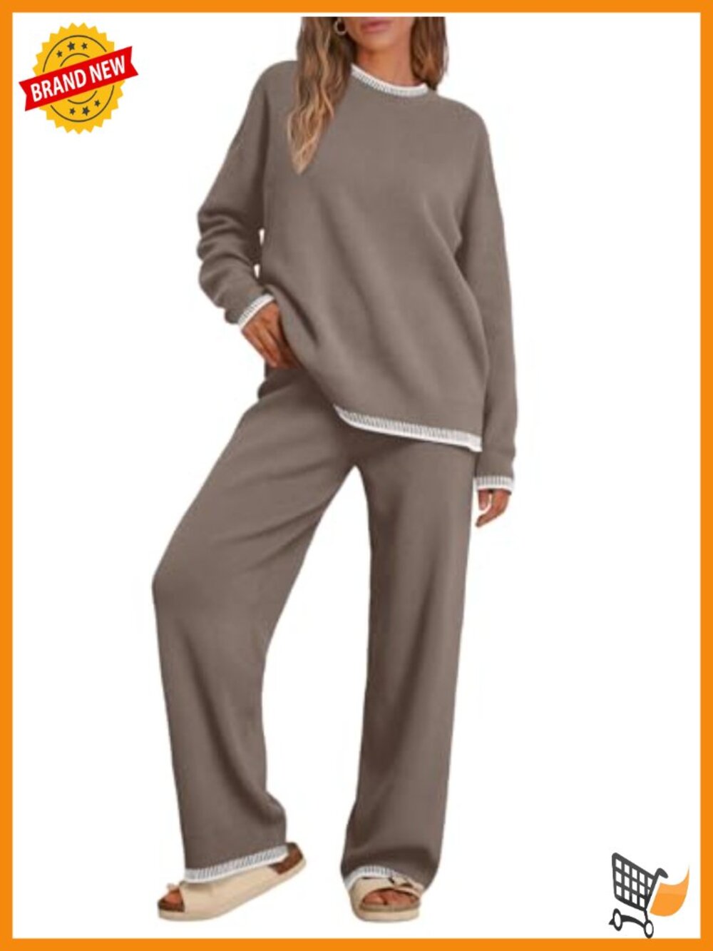 LILLUSORY 2 Piece Lounge Set Knit Sweater Wide Leg Pants Set